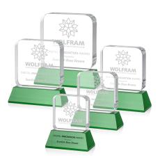Flamborough Green on Base Crystal Award - Glass Awards