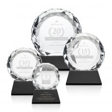 Employee Gifts - Seville Black on Base Circle Crystal Award