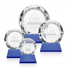 Employee Gifts - Seville Blue on Base Circle Crystal Award