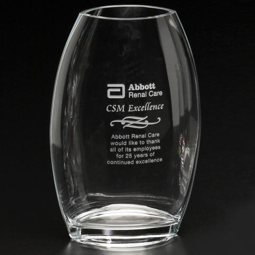 Corporate Awards - Crystal Awards - Vase and Bowl Awards - Clear Optical Crystal Oval Vase
