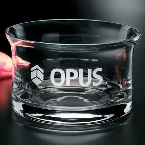 Corporate Gifts, Recognition Gifts and Desk Accessories - Executive Gifts - Flair Clear Optical Crystal Bowl for Engraved Gift