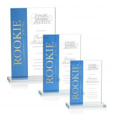 Employee Gifts - Composite Vertical Blue Rectangle Crystal Award