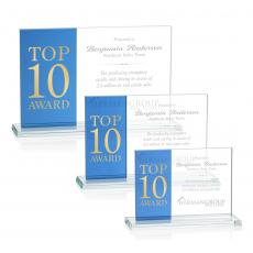 Employee Gifts - Composite Horizontal Blue Rectangle Crystal Award
