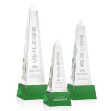 Master Obelisk on Base - Green - Glass Awards