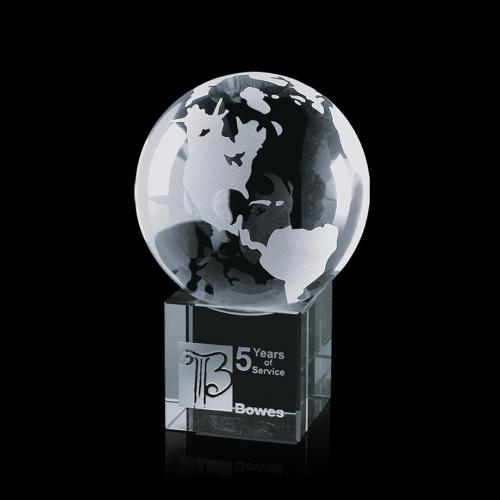 Corporate Awards - Globe Spheres on Cube Crystal Award