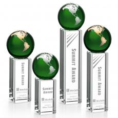 Employee Gifts - Luz Globe Green/Gold Spheres Crystal Award