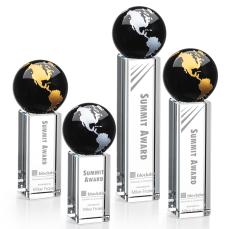 Luz Globe Black/Gold Spheres Crystal Award - Crystal Globe Awards 