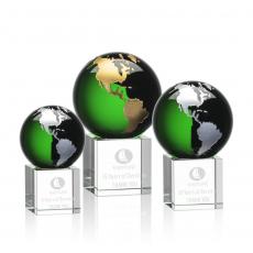 Employee Gifts - Haywood Globe Green/Gold Spheres Crystal Award