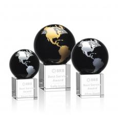 Employee Gifts - Haywood Globe Black/Gold Spheres Crystal Award