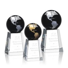 Heathcote Globe Black/Gold Spheres Crystal Award - Crystal Awards