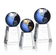 Heathcote Globe Blue/Gold Spheres Crystal Award - Crystal Globe Awards 