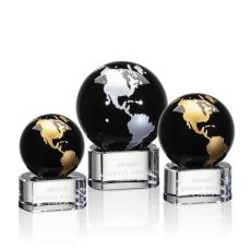Dundee Globe Black/Gold Spheres Crystal Award - Crystal Globe Awards 