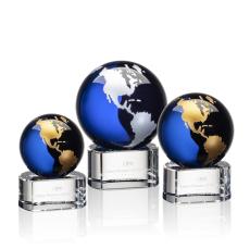 Dundee Globe Blue/Gold Spheres Crystal Award - Crystal Awards