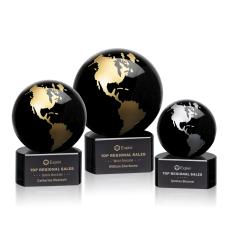 Marcana Globe Black/Gold Spheres Crystal Award - Crystal Globe Awards 
