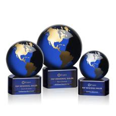 Marcana Globe Blue/Gold Spheres Crystal Award - Crystal Globe Awards 