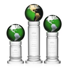 Colverstone Globe Green/Gold Spheres Crystal Award - Corporate Awards