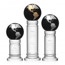 Employee Gifts - Colverstone Globe Black/Gold Spheres Crystal Award