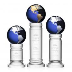 Employee Gifts - Colverstone Globe Blue/Gold Spheres Crystal Award