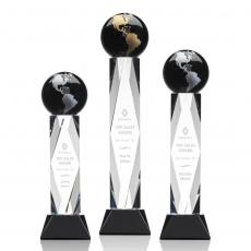 Employee Gifts - Ripley Globe Black/Gold Obelisk Crystal Award