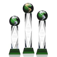 Ripley Globe Green/Gold Obelisk Crystal Award - Corporate Awards