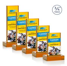 Hathaway Full Color Amber Rectangle Crystal Award - Glass Awards