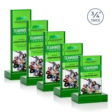 Hathaway Full Color Green Rectangle Crystal Award - Glass Awards