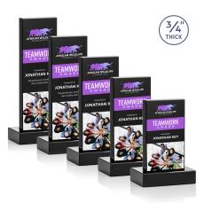 Hathaway Full Color Black Rectangle Crystal Award - Corporate Awards