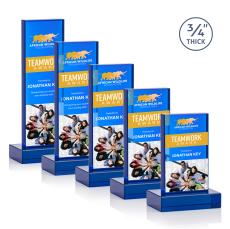 Hathaway Full Color Blue Rectangle Crystal Award - Glass Awards