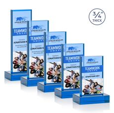 Hathaway Full Color Sky Blue Rectangle Crystal Award - Glass Awards