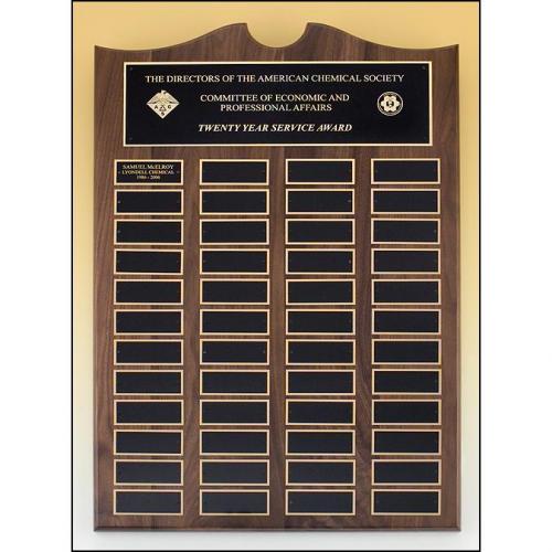 Corporate Awards - Award Plaques - Wood Plaques - Roster Series Traditional American Walnut Perpetual Plaque