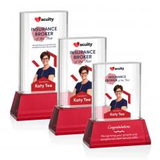 Employee Gifts - Merit Full Color Red on Base Rectangle Crystal Award