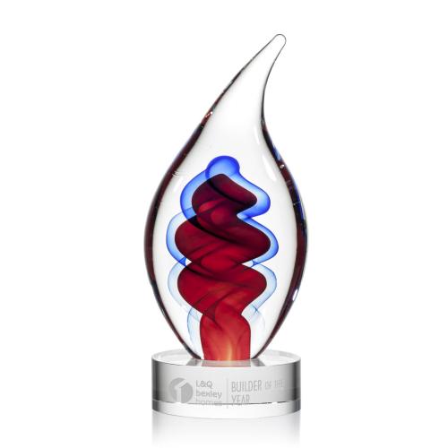 Corporate Awards - Glass Awards - Flame Awards - Trilogy Clear Flame Art Glass Award