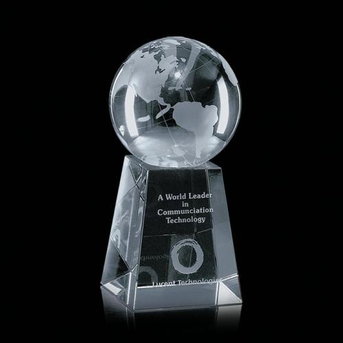 Corporate Awards - Crystal Awards - Globe Awards  - Globe Spheres on Tall Base Award