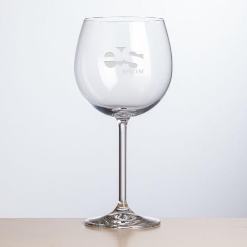 Corporate Recognition Gifts - Etched Barware - Wine Glasses - Woodbridge Burgundy Wine - Deep Etch