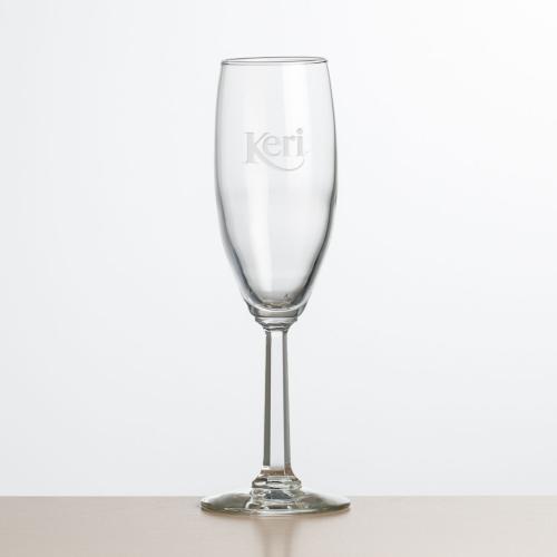 Corporate Recognition Gifts - Etched Barware - Fairview Flute - Deep Etch