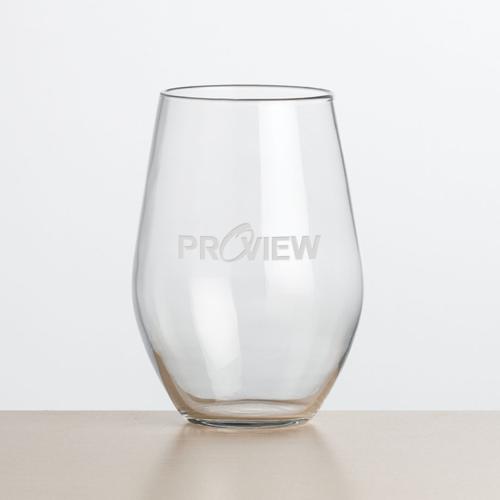 Corporate Recognition Gifts - Etched Barware - Wine Glasses - Vale Stemless Wine - Deep Etch
