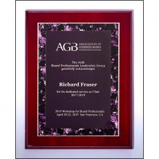 Employee Gifts - Vertical Rosewood High Luster Plaque with Violet Marble Border