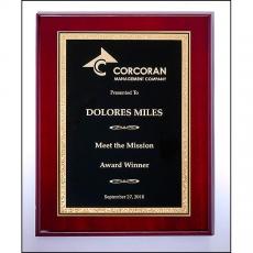 Employee Gifts - Rosewood High Luster Plaque with Black Plate in Gold Metal Frame