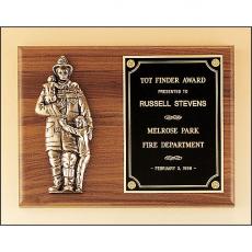Employee Gifts - Firefighter Wooden Recognition Plaque with Bronze Finish Fireman