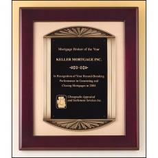 Employee Gifts - Piano Finish Rosewood Rectangle Frame Plaque with Bronze Accents