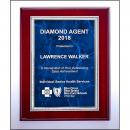 Rosewood High Luster Plaque with Blue Marble in Silver Metal Frame