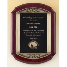 Employee Gifts - Rosewood Stained Piano Finish Rectangle Plaque with Bronze Accents