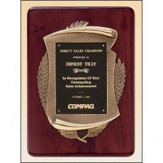 Employee Gifts - Rosewood Black Plate Plaque with Bronze Frame