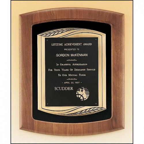 Corporate Awards - Award Plaques - Metal Plaques - Solid American Walnut Frame Plaque with Bronze Details
