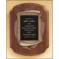 Employee Gifts - American Walnut Wood Plaque with Bronze Deatils
