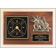 Employee Gifts - Firematic Award Plaque with Clock & Bronze Details