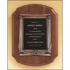 Employee Gifts - Solid American Walnut Plaque Awards with Bronze Casting