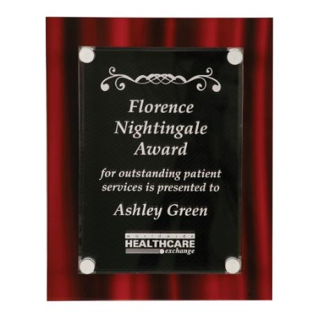 Corporate Awards - Service Awards - Red Velvet Stand-Off Acrylic Plaque
