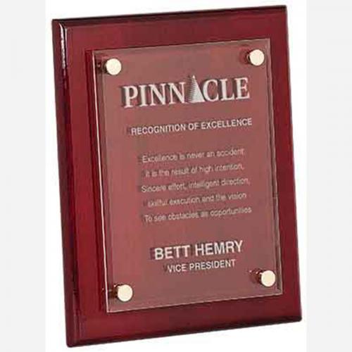 Corporate Awards - Award Plaques - Rosewood Piano Finish Award with Floating Rectangle Acrylic Plaque