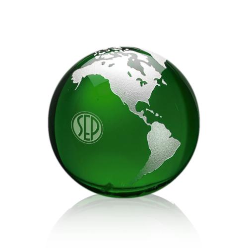 Corporate Awards - Globe Paperweight - Green